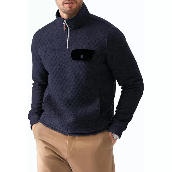 JMIERR Men's Quilted Sweatshirt Casual Long Sleeve Outdoor Stand Collar Quarter-Zip Pullover Sweatshirts