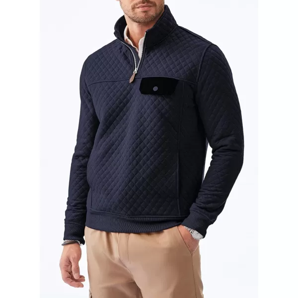 JMIERR Men's Quilted Sweatshirt Casual Long Sleeve Outdoor Stand Collar Quarter-Zip Pullover Sweatshirts