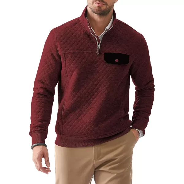 JMIERR Men's Quilted Sweatshirt Casual Long Sleeve Outdoor Stand Collar Quarter-Zip Pullover Sweatshirts