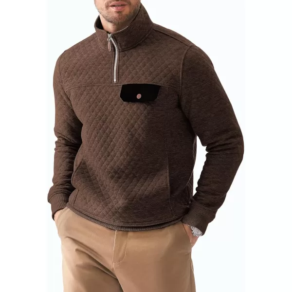 JMIERR Men's Quilted Sweatshirt Casual Long Sleeve Outdoor Stand Collar Quarter-Zip Pullover Sweatshirts