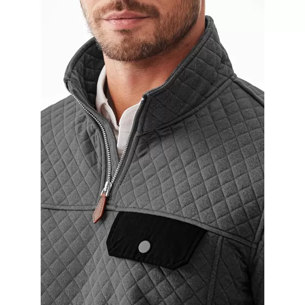 JMIERR Men's Quilted Sweatshirt Casual Long Sleeve Outdoor Stand Collar Quarter-Zip Pullover Sweatshirts