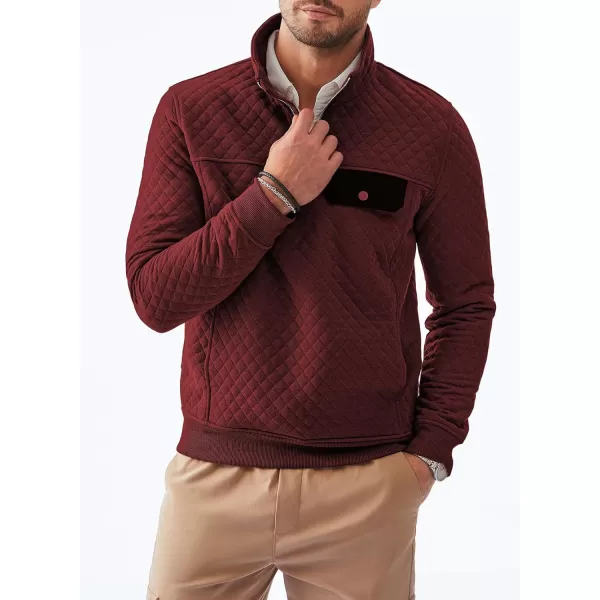 JMIERR Men's Quilted Sweatshirt Casual Long Sleeve Outdoor Stand Collar Quarter-Zip Pullover Sweatshirts