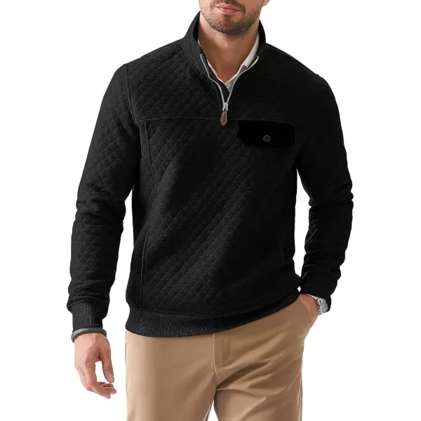 JMIERR Men's Quilted Sweatshirt Casual Long Sleeve Outdoor Stand Collar Quarter-Zip Pullover Sweatshirts