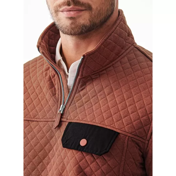 JMIERR Men's Quilted Sweatshirt Casual Long Sleeve Outdoor Stand Collar Quarter-Zip Pullover Sweatshirts