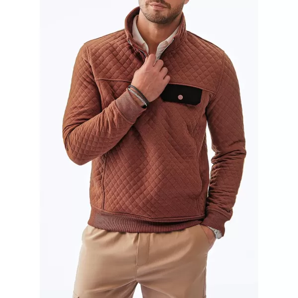 JMIERR Men's Quilted Sweatshirt Casual Long Sleeve Outdoor Stand Collar Quarter-Zip Pullover Sweatshirts