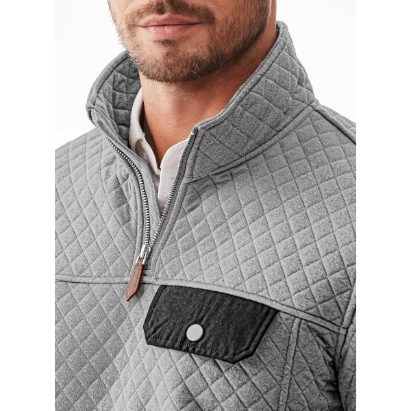 JMIERR Men's Quilted Sweatshirt Casual Long Sleeve Outdoor Stand Collar Quarter-Zip Pullover Sweatshirts