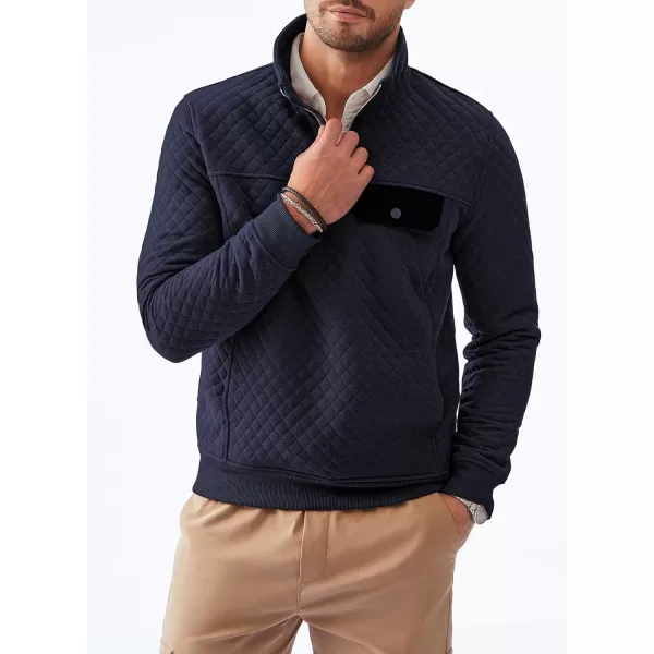 JMIERR Men's Quilted Sweatshirt Casual Long Sleeve Outdoor Stand Collar Quarter-Zip Pullover Sweatshirts