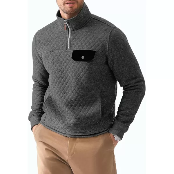 JMIERR Men's Quilted Sweatshirt Casual Long Sleeve Outdoor Stand Collar Quarter-Zip Pullover Sweatshirts
