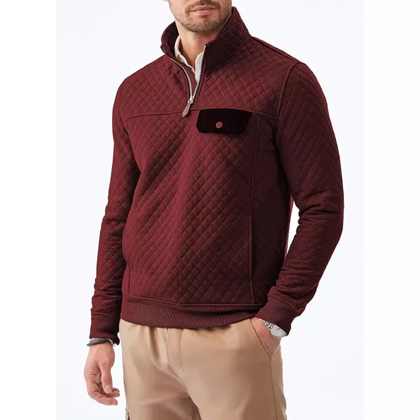 JMIERR Men's Quilted Sweatshirt Casual Long Sleeve Outdoor Stand Collar Quarter-Zip Pullover Sweatshirts