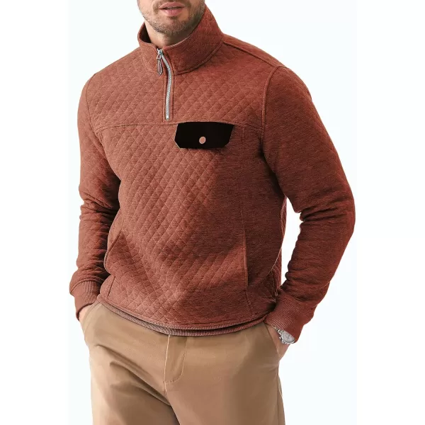 JMIERR Men's Quilted Sweatshirt Casual Long Sleeve Outdoor Stand Collar Quarter-Zip Pullover Sweatshirts