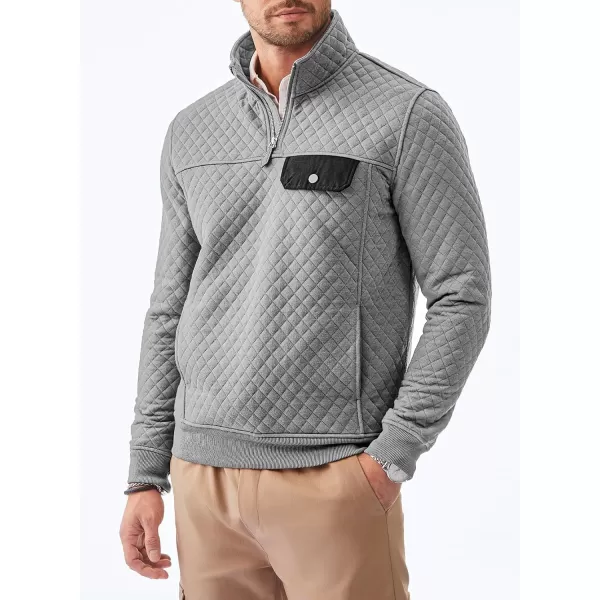 JMIERR Men's Quilted Sweatshirt Casual Long Sleeve Outdoor Stand Collar Quarter-Zip Pullover Sweatshirts