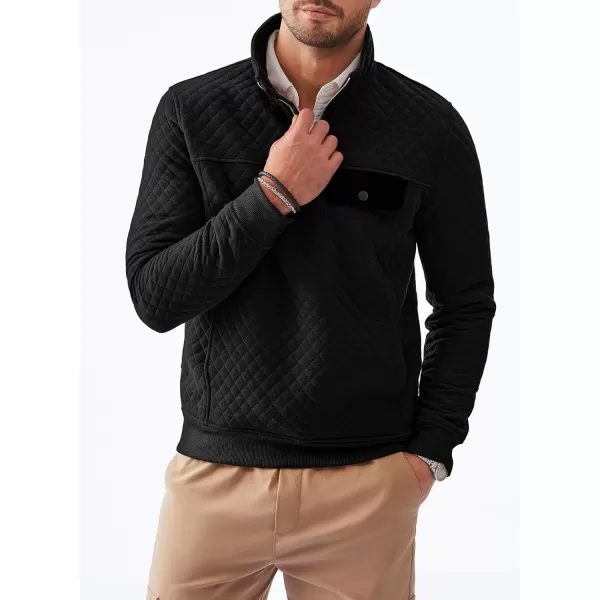 JMIERR Men's Quilted Sweatshirt Casual Long Sleeve Outdoor Stand Collar Quarter-Zip Pullover Sweatshirts