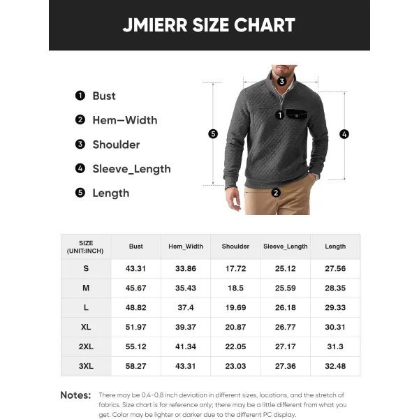 JMIERR Men's Quilted Sweatshirt Casual Long Sleeve Outdoor Stand Collar Quarter-Zip Pullover Sweatshirts