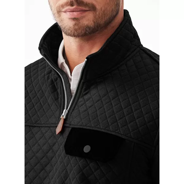 JMIERR Men's Quilted Sweatshirt Casual Long Sleeve Outdoor Stand Collar Quarter-Zip Pullover Sweatshirts