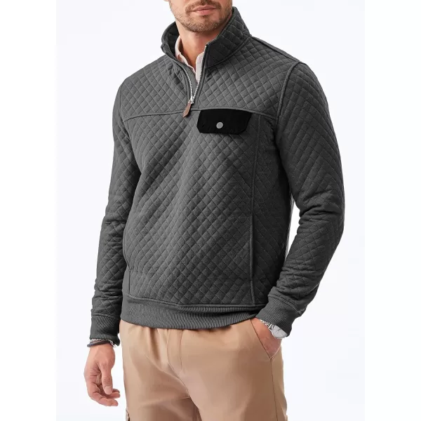 JMIERR Men's Quilted Sweatshirt Casual Long Sleeve Outdoor Stand Collar Quarter-Zip Pullover Sweatshirts
