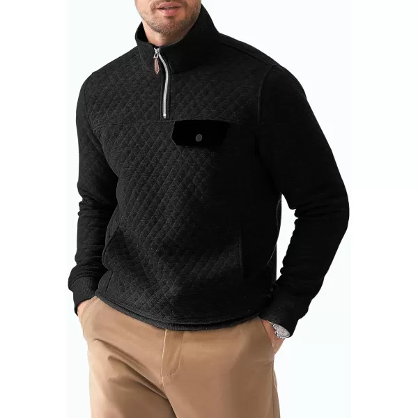 JMIERR Men's Quilted Sweatshirt Casual Long Sleeve Outdoor Stand Collar Quarter-Zip Pullover Sweatshirts