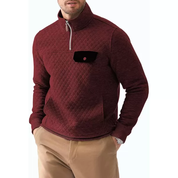 JMIERR Men's Quilted Sweatshirt Casual Long Sleeve Outdoor Stand Collar Quarter-Zip Pullover Sweatshirts