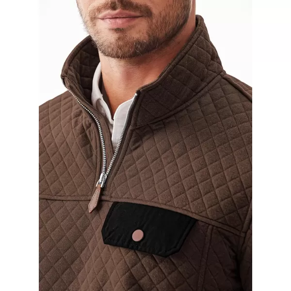 JMIERR Men's Quilted Sweatshirt Casual Long Sleeve Outdoor Stand Collar Quarter-Zip Pullover Sweatshirts