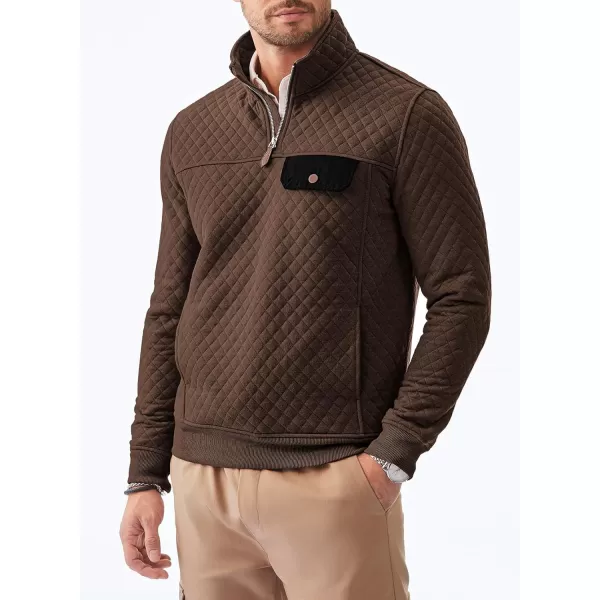 JMIERR Men's Quilted Sweatshirt Casual Long Sleeve Outdoor Stand Collar Quarter-Zip Pullover Sweatshirts