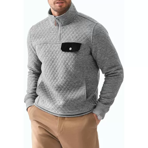 JMIERR Men's Quilted Sweatshirt Casual Long Sleeve Outdoor Stand Collar Quarter-Zip Pullover Sweatshirts