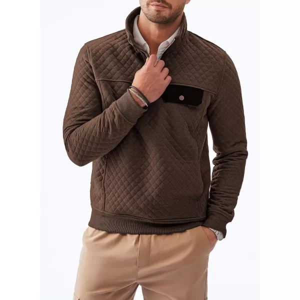 JMIERR Men's Quilted Sweatshirt Casual Long Sleeve Outdoor Stand Collar Quarter-Zip Pullover Sweatshirts