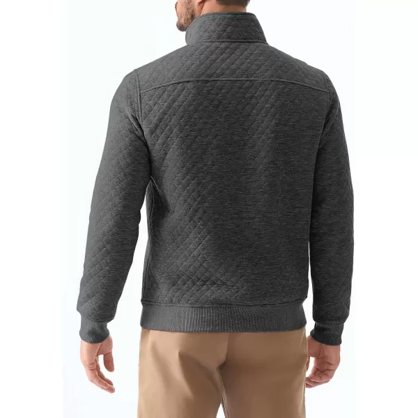 JMIERR Men's Quilted Sweatshirt Casual Long Sleeve Outdoor Stand Collar Quarter-Zip Pullover Sweatshirts