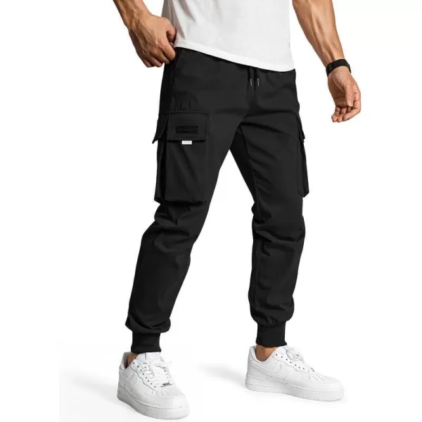 JMIERR Men's Casual Cargo Pants Drawstring Stretch Elastic Waist Tapered Pants with Pockets