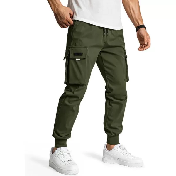 JMIERR Men's Casual Cargo Pants Drawstring Stretch Elastic Waist Tapered Pants with Pockets