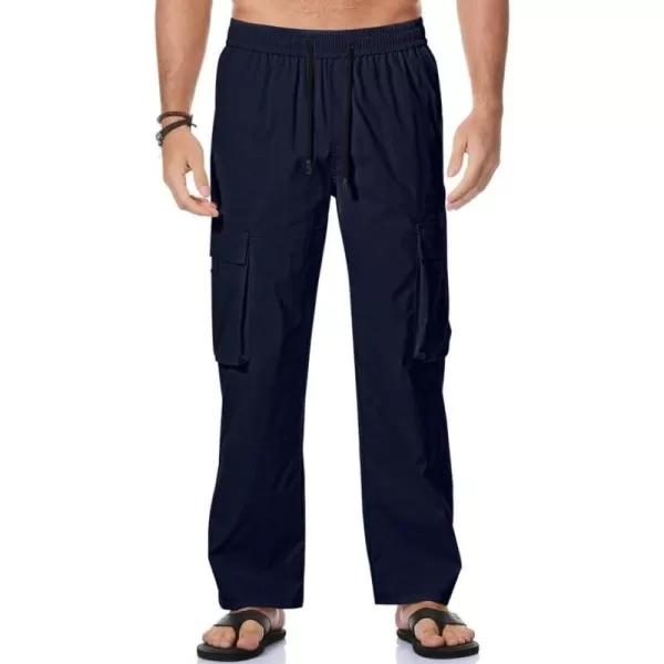 JMIERR Mens Casual Cargo Pants Stretch Elastic Waist Drawstring Loose Fit Pants for Men