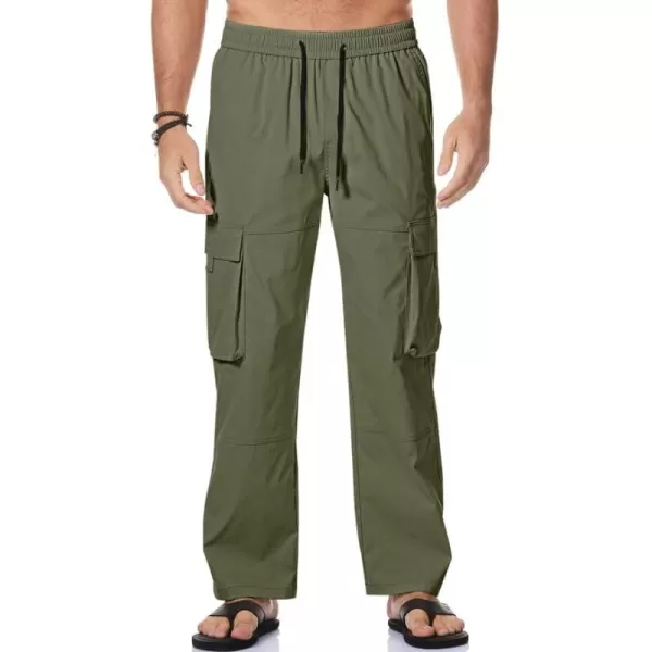 JMIERR Mens Casual Cargo Pants Stretch Elastic Waist Drawstring Loose Fit Pants for Men