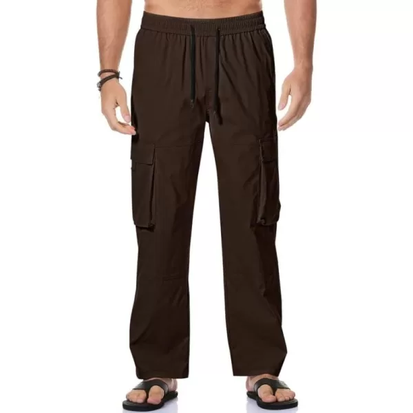 JMIERR Mens Casual Cargo Pants Stretch Elastic Waist Drawstring Loose Fit Pants for Men