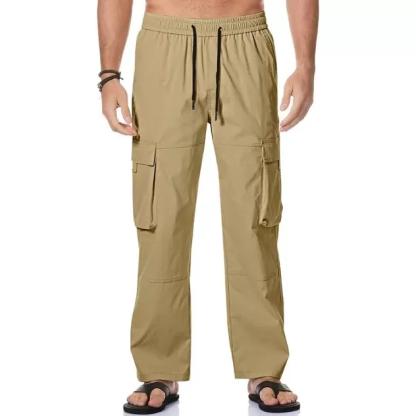 JMIERR Mens Casual Cargo Pants Stretch Elastic Waist Drawstring Loose Fit Pants for Men