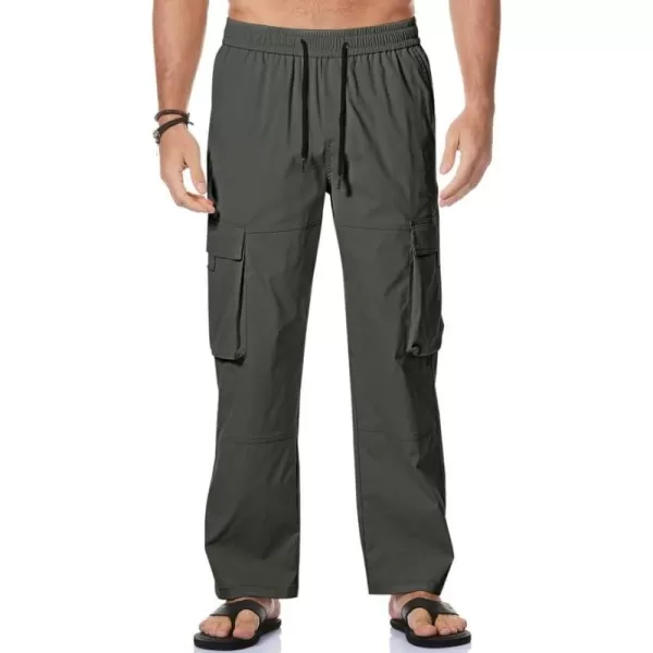 JMIERR Mens Casual Cargo Pants Stretch Elastic Waist Drawstring Loose Fit Pants for Men