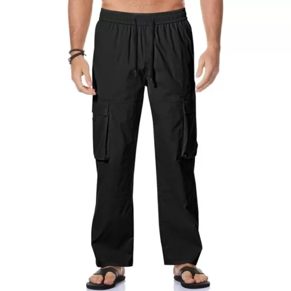 JMIERR Mens Casual Cargo Pants Stretch Elastic Waist Drawstring Loose Fit Pants for Men