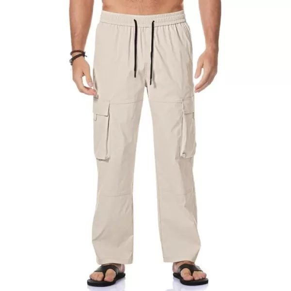 JMIERR Mens Casual Cargo Pants Stretch Elastic Waist Drawstring Loose Fit Pants for Men