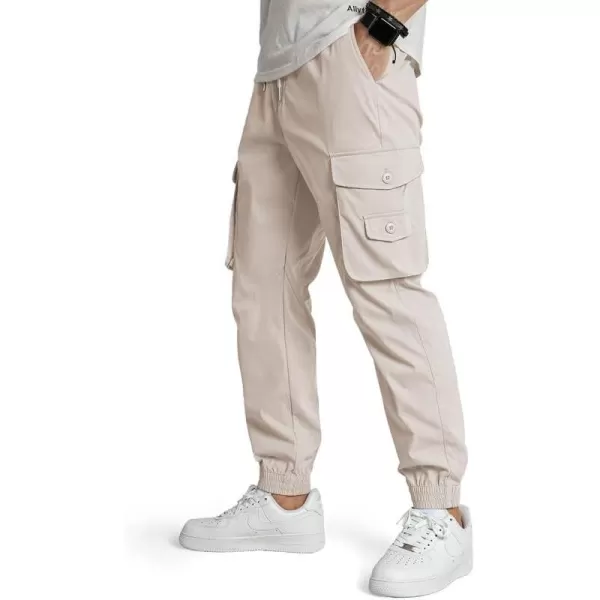 JMIERR Men's Casual Cargo Pants Stretch Elastic Waist Drawstring Tapered Pants with Pockets