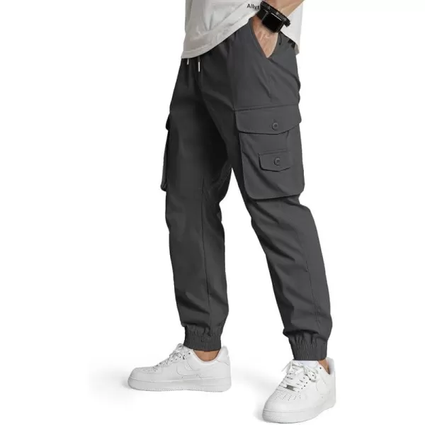 JMIERR Men's Casual Cargo Pants Stretch Elastic Waist Drawstring Tapered Pants with Pockets