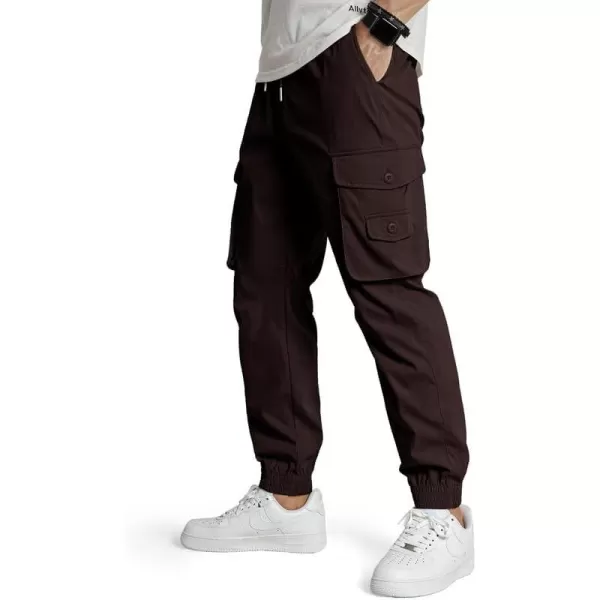 JMIERR Men's Casual Cargo Pants Stretch Elastic Waist Drawstring Tapered Pants with Pockets