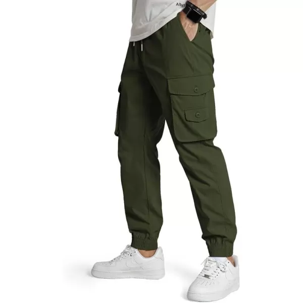 JMIERR Men's Casual Cargo Pants Stretch Elastic Waist Drawstring Tapered Pants with Pockets