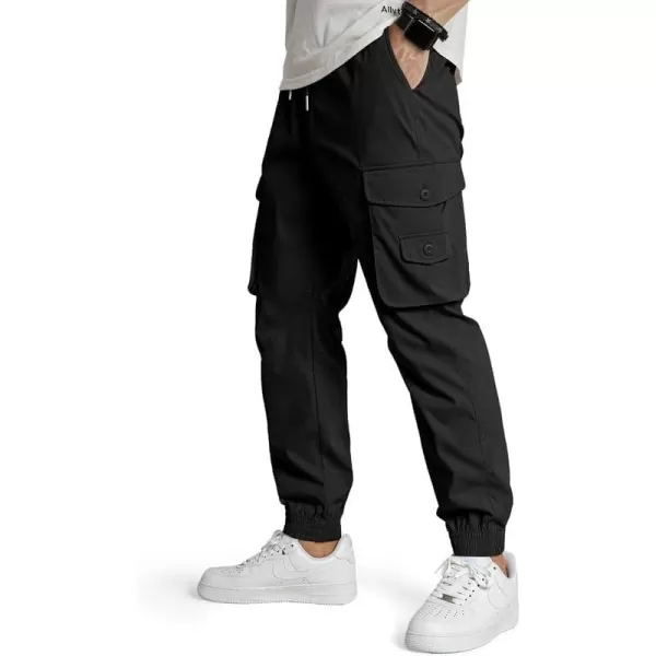JMIERR Men's Casual Cargo Pants Stretch Elastic Waist Drawstring Tapered Pants with Pockets