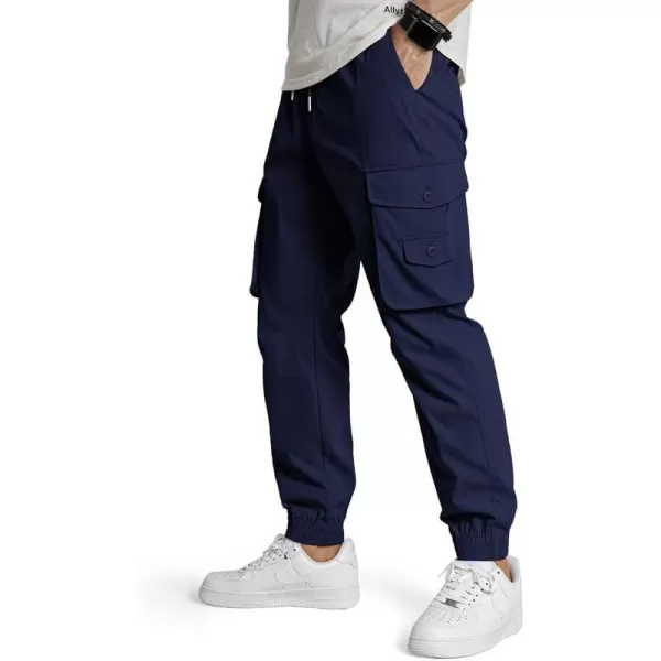 JMIERR Men's Casual Cargo Pants Stretch Elastic Waist Drawstring Tapered Pants with Pockets