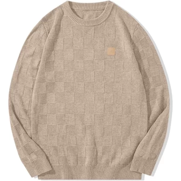 JMIERR Men's Crewneck Sweater Classic Checkered Knit Pullover Long Sleeve Casual Warm Jumper