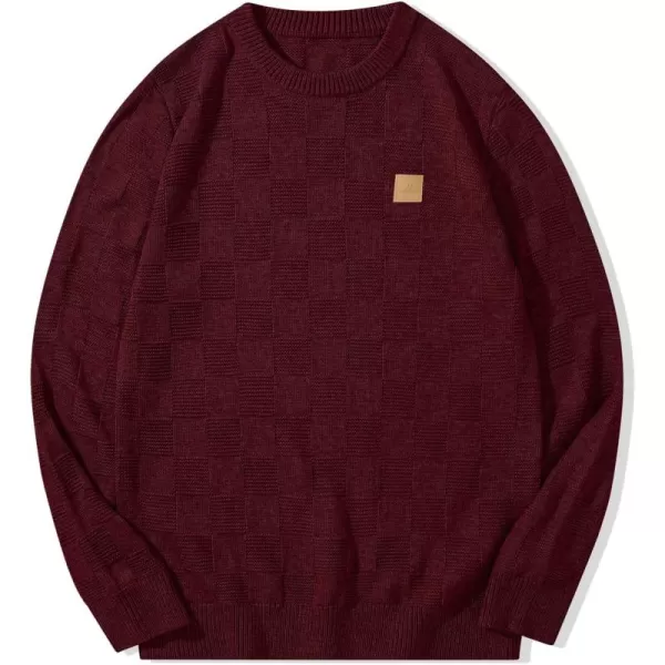 JMIERR Men's Crewneck Sweater Classic Checkered Knit Pullover Long Sleeve Casual Warm Jumper