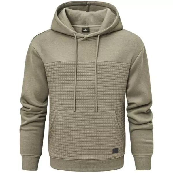 JMIERR Men's Hooded Sweatshirt Casual Long Sleeve Drawstring Waffle Pullover Hoodies with Pockets
