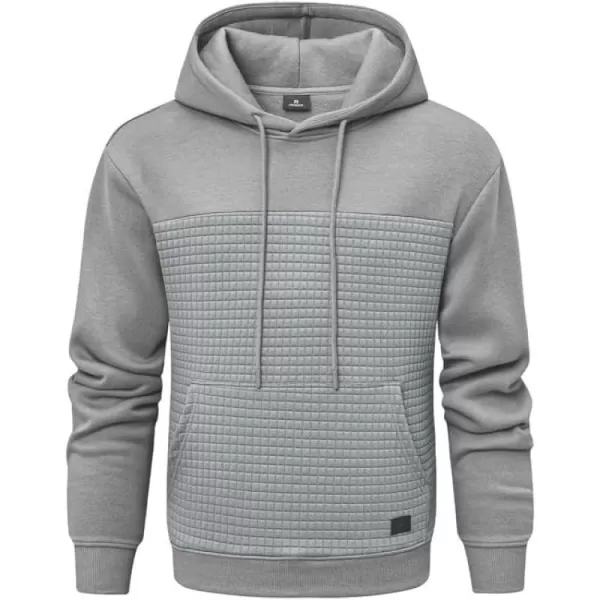 JMIERR Men's Hooded Sweatshirt Casual Long Sleeve Drawstring Waffle Pullover Hoodies with Pockets