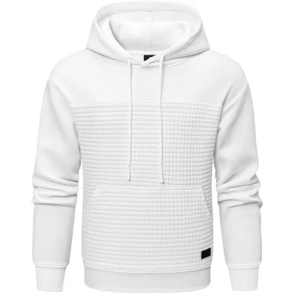 JMIERR Men's Hooded Sweatshirt Casual Long Sleeve Drawstring Waffle Pullover Hoodies with Pockets