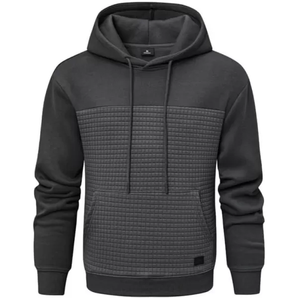 JMIERR Men's Hooded Sweatshirt Casual Long Sleeve Drawstring Waffle Pullover Hoodies with Pockets