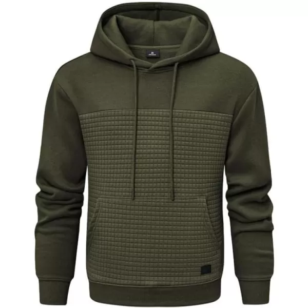 JMIERR Men's Hooded Sweatshirt Casual Long Sleeve Drawstring Waffle Pullover Hoodies with Pockets