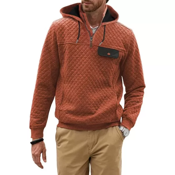 JMIERR Men's Quilted Hoodies Casual Long Sleeve Quarter-Zip Pullover Sweatshirt with Pockets