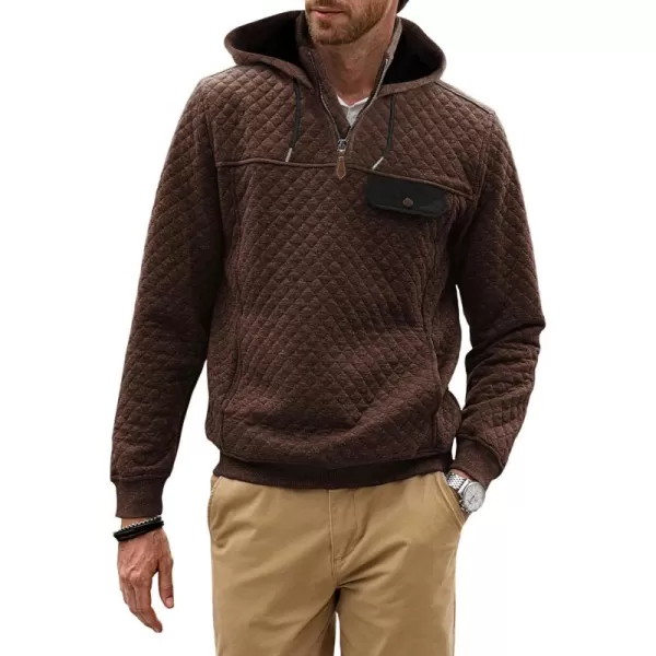 JMIERR Men's Quilted Hoodies Casual Long Sleeve Quarter-Zip Pullover Sweatshirt with Pockets